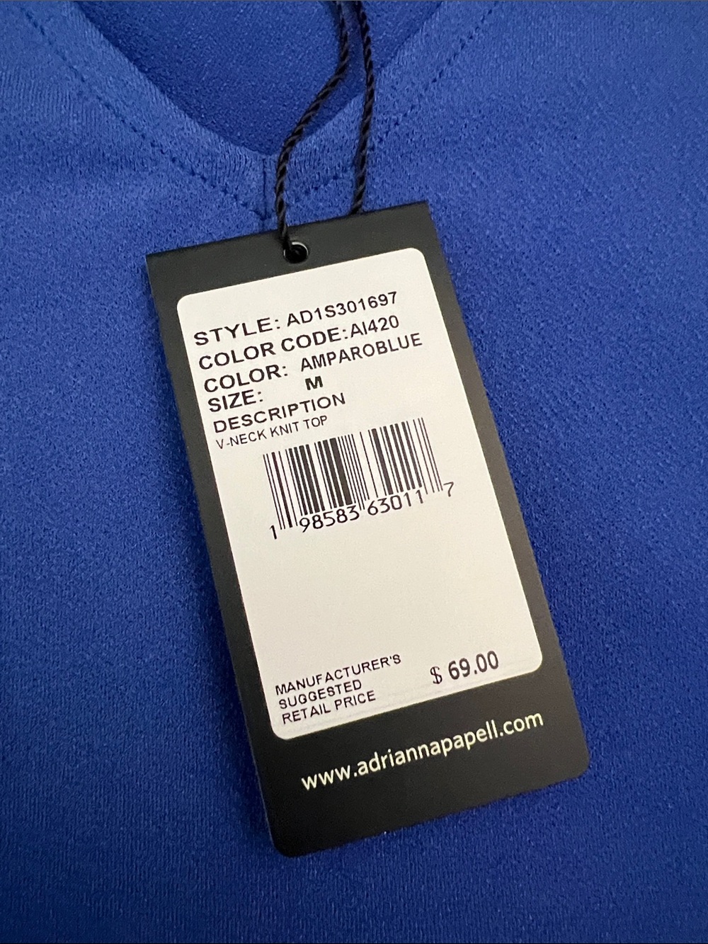 Adrianna Papell Amparo Blue V-Neck Pleated Flutter Sleeve Top Size M NWT - Picture 6 of 10
